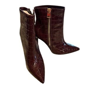 INC International Concepts Womens Sarishaa Zip Booties White Croc Size 7.5 NWB